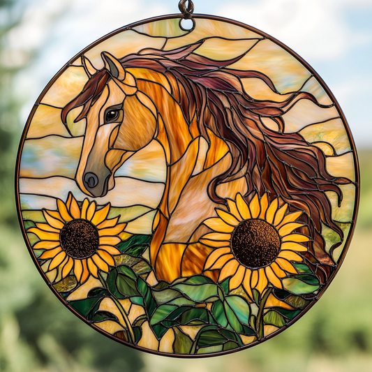 Horse Blossom WN0611116CL Stained Glass Suncatcher