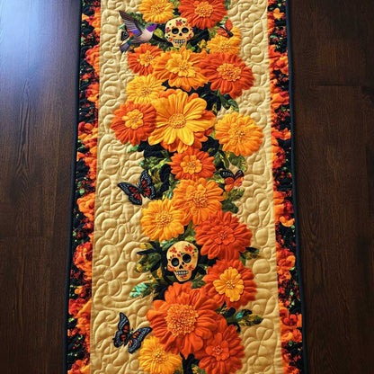 Marigold Skulls WN0111034CL Quilted Table Runner