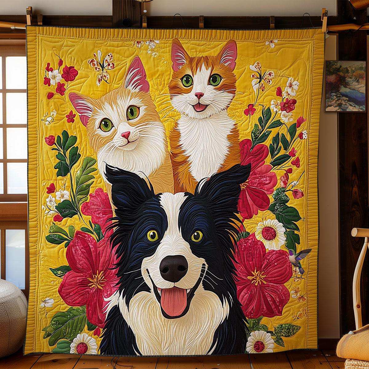 Happy Cat And Dog WY0212040CL Quilt