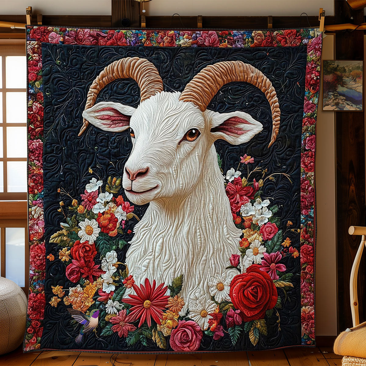 Flower Bighorn Sheep WY1612013CL Quilt