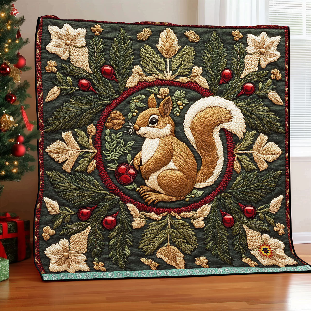 Christmas Baubel Squirrel WJ2311006CL Quilt