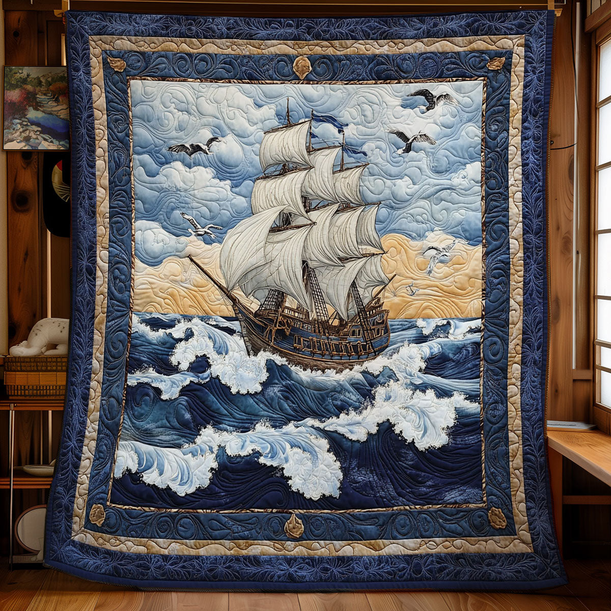 Sailboat In The Sea WY2101078CL Quilt