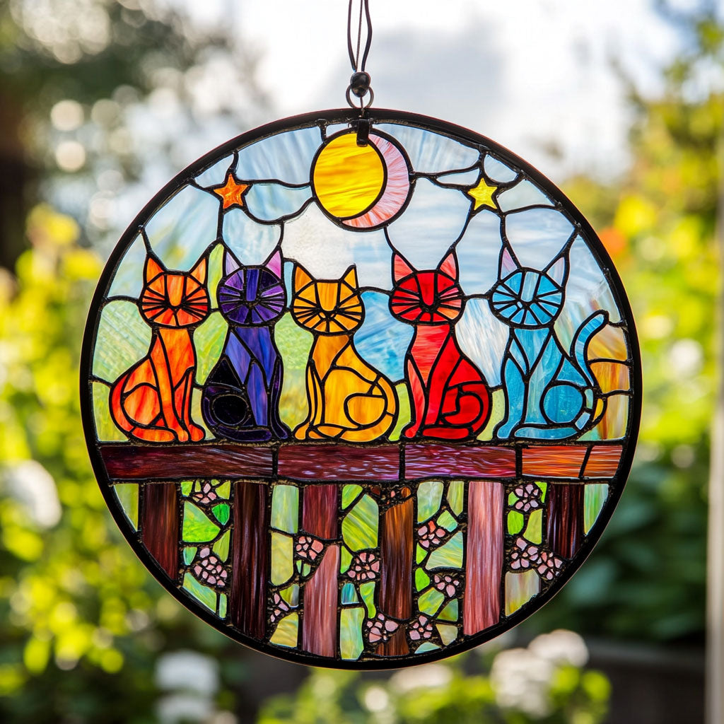 Colorful Cat In Garden WY2202114CL Suncatcher