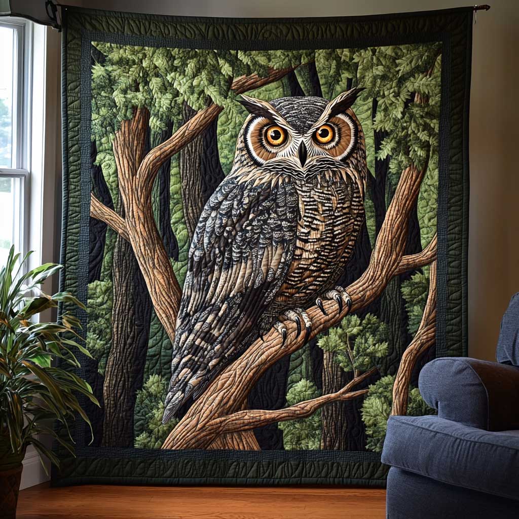 Green Forest Owl WP1709012CL Quilt