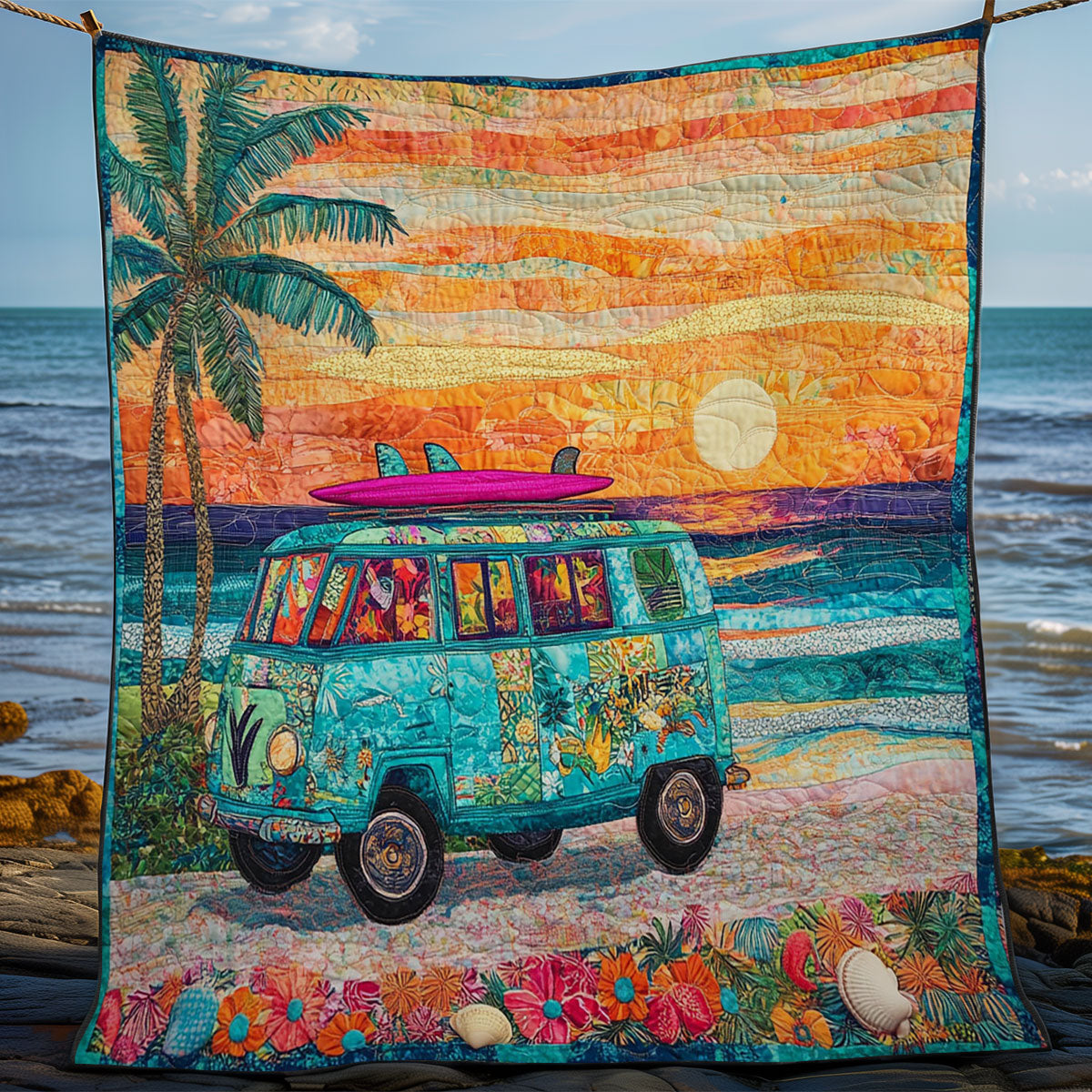 Camping Van In Beach WY1302029CL Quilt