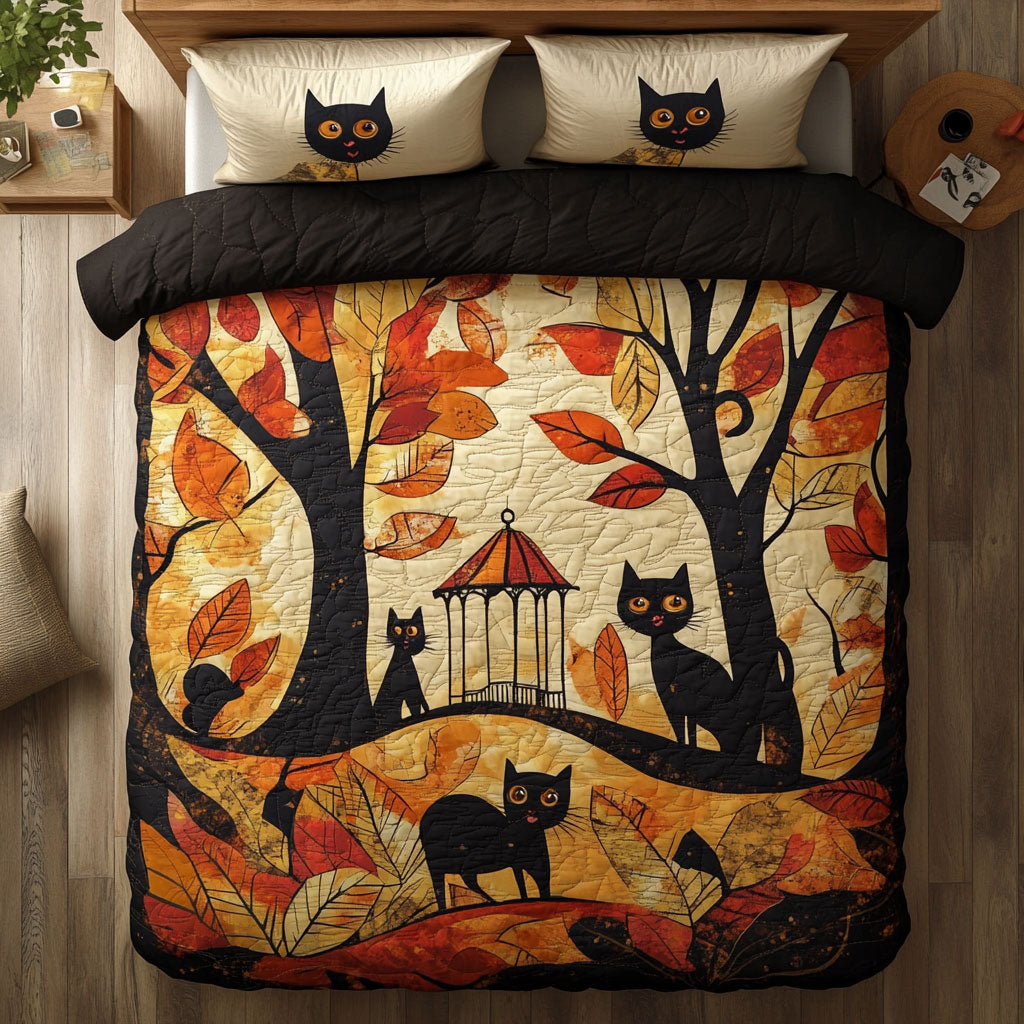 Black Cat In Autumn WY0802009CL Duvet Cover Set