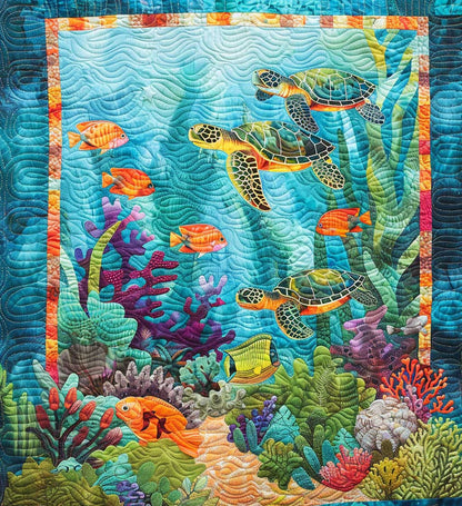 Family Sea Turtle XR0207009CL Quilt