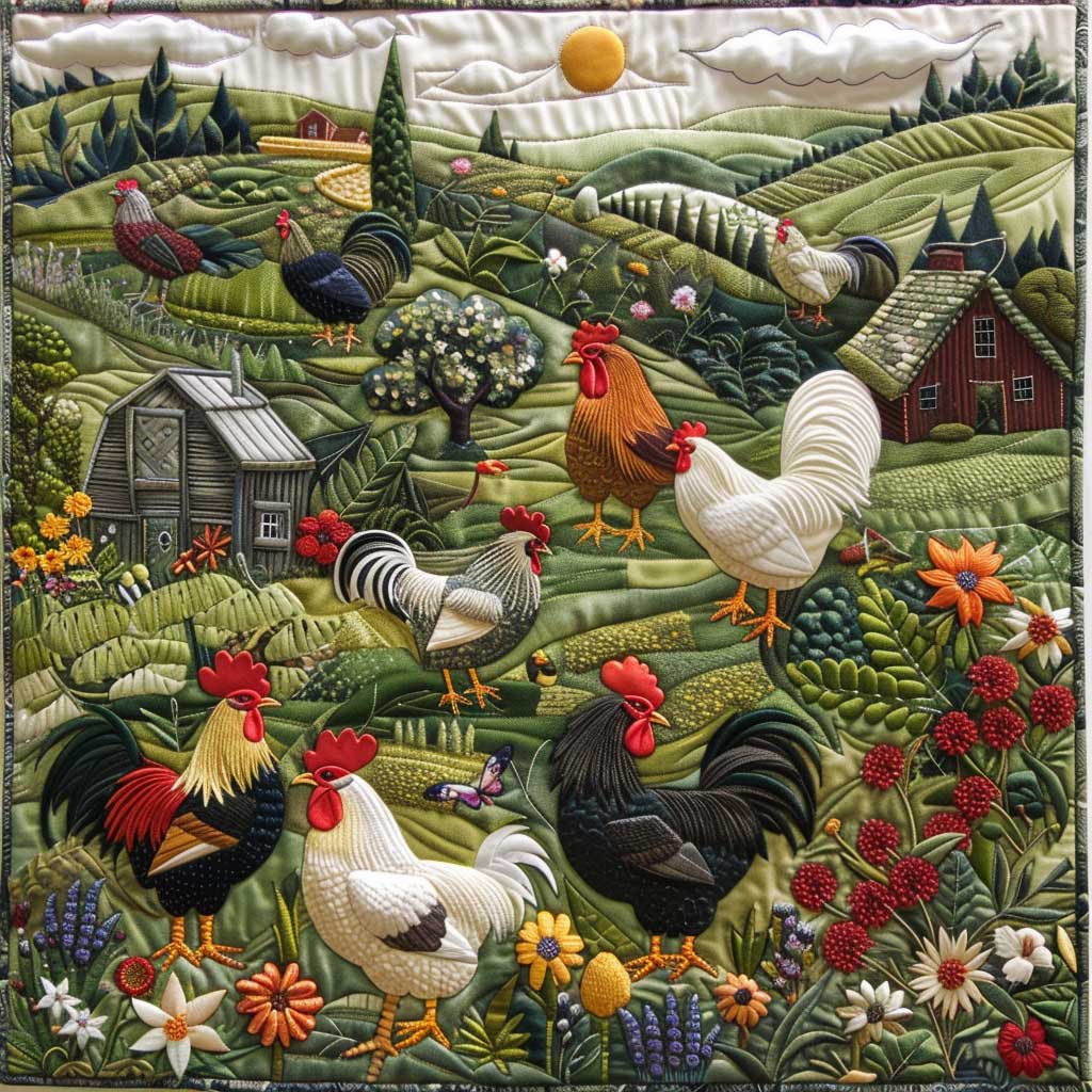 Farmhouse Chickens XR0908034CL Quilt