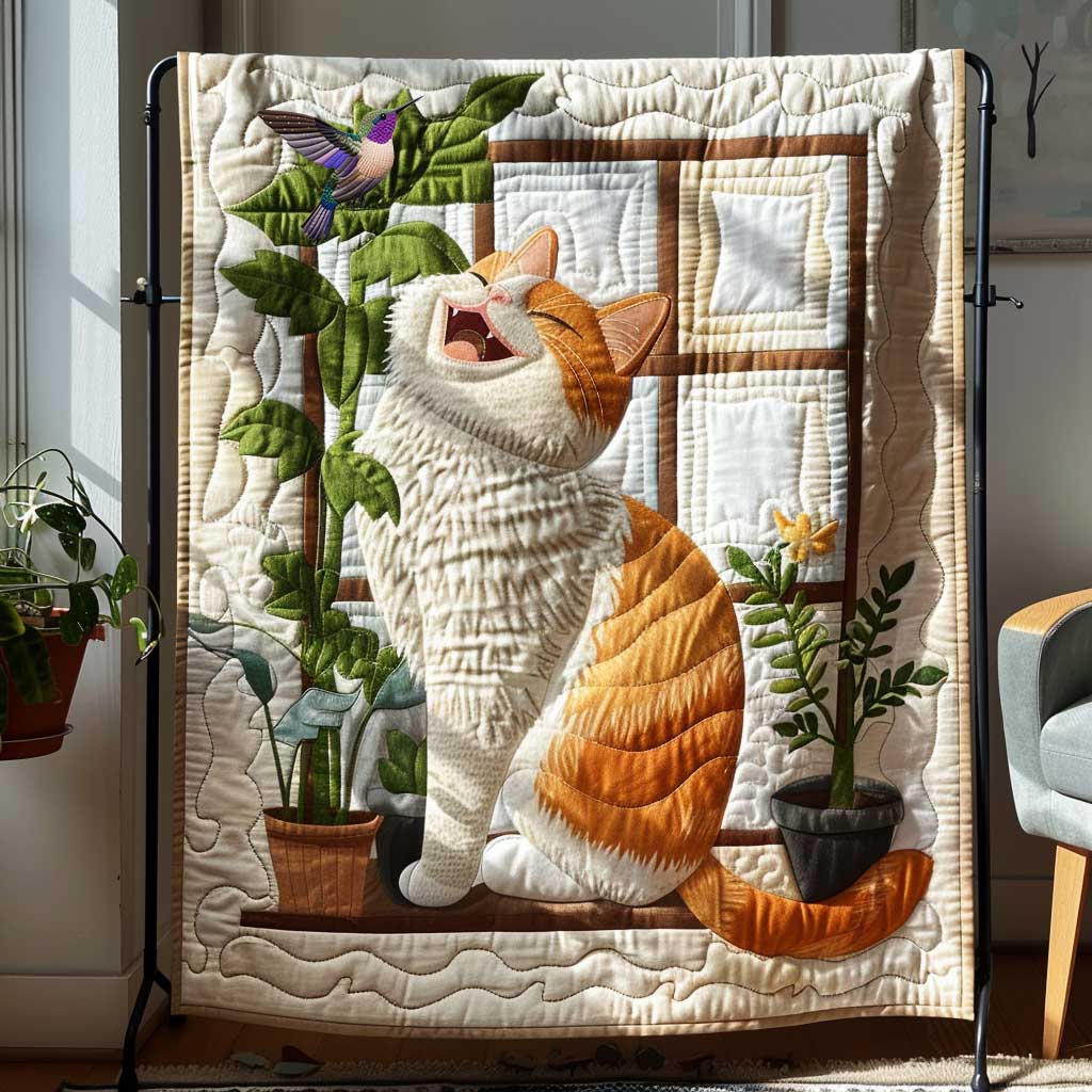Happy Orange Cat WP3010032CL Quilt