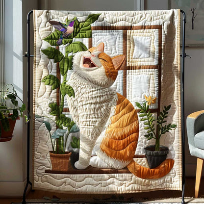 Happy Orange Cat WP3010032CL Quilt