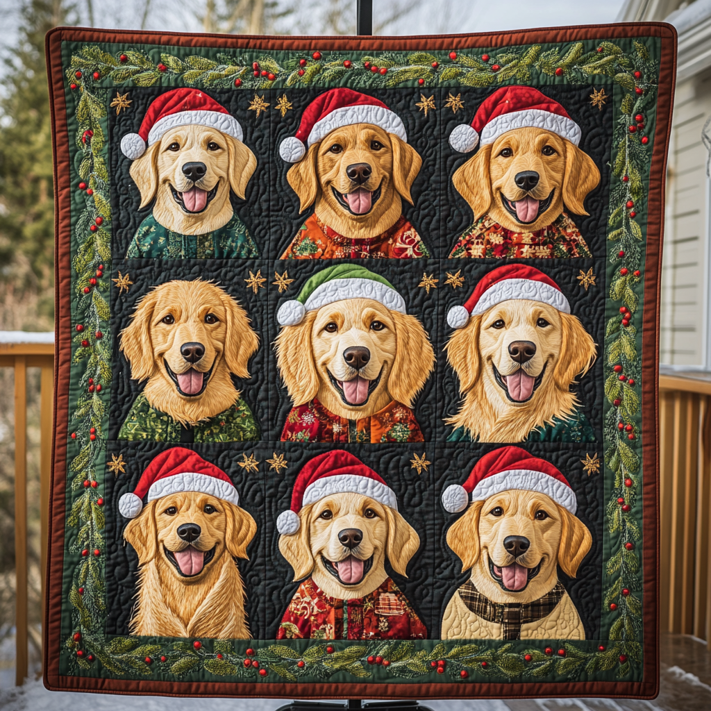 Joyful Christmas Golden Retrievers XR2809005CL Quilt