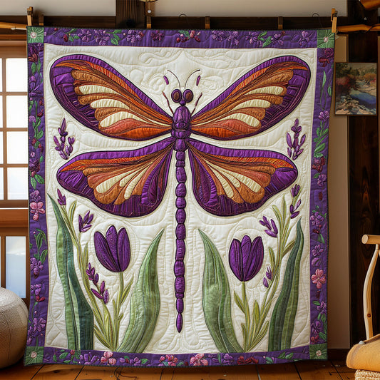 Dragonfly And Purple Tulip WY2702054CL Quilt