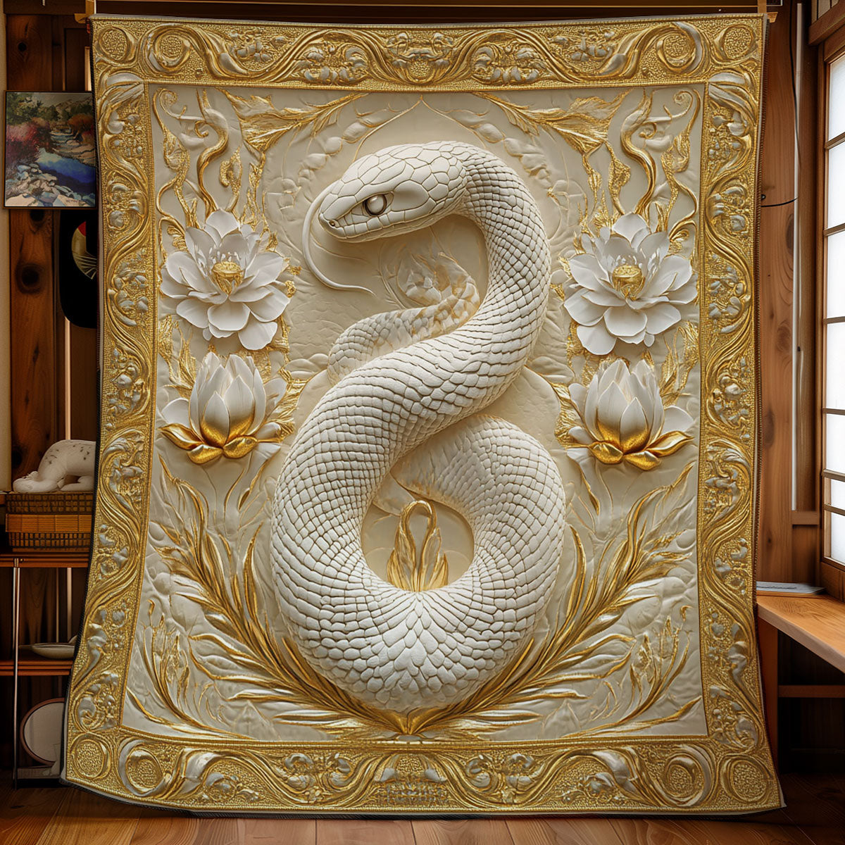 White Flower And Snake WY2201092CL Quilt