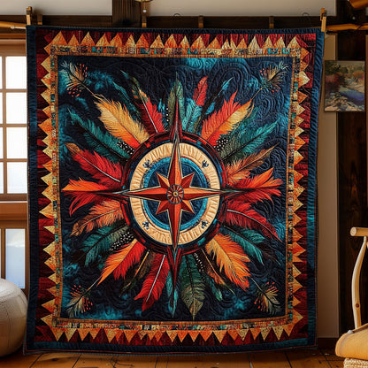Compass Feather Native American WY2101048CL Quilt