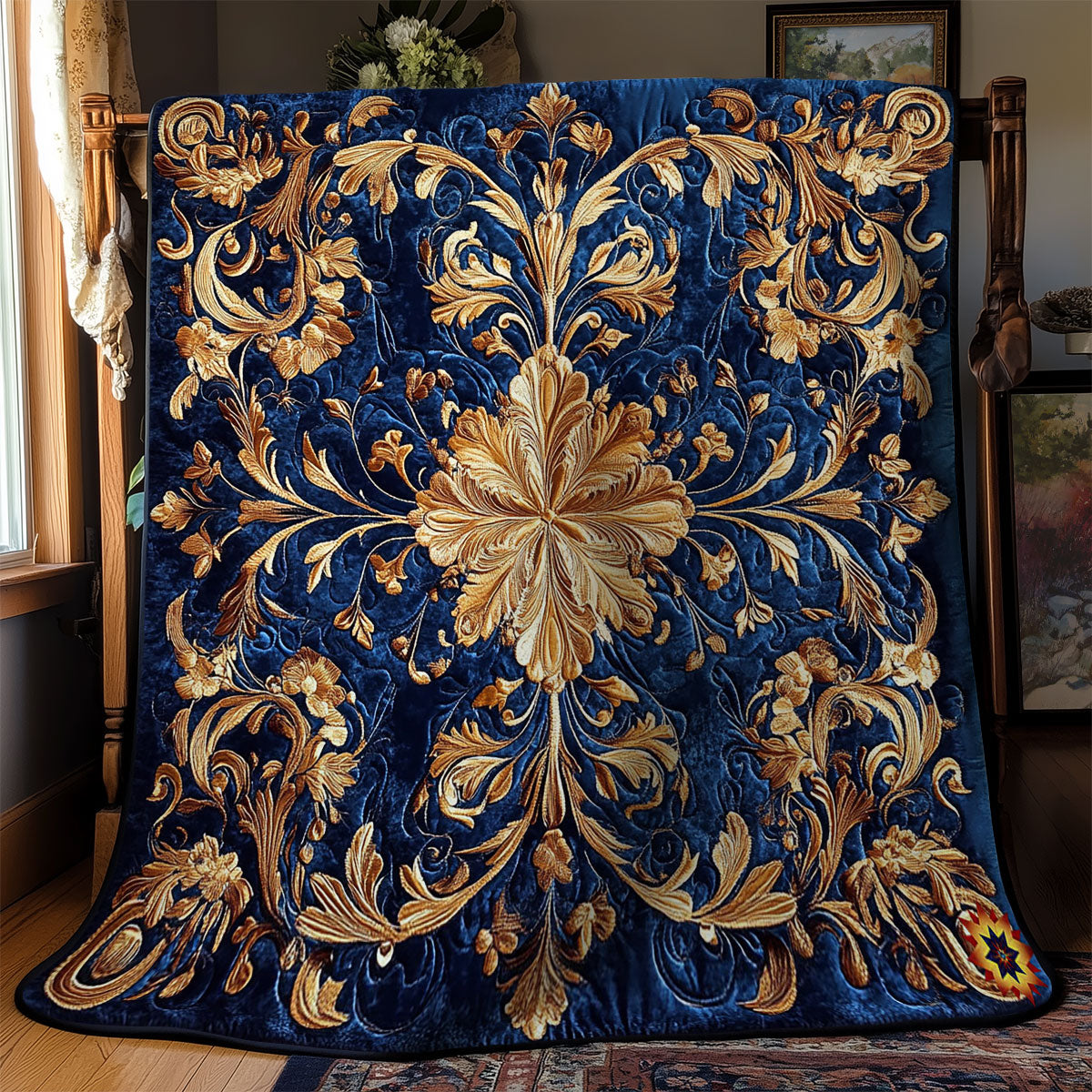 Gold Flower Pattern WY0312043CL Quilt