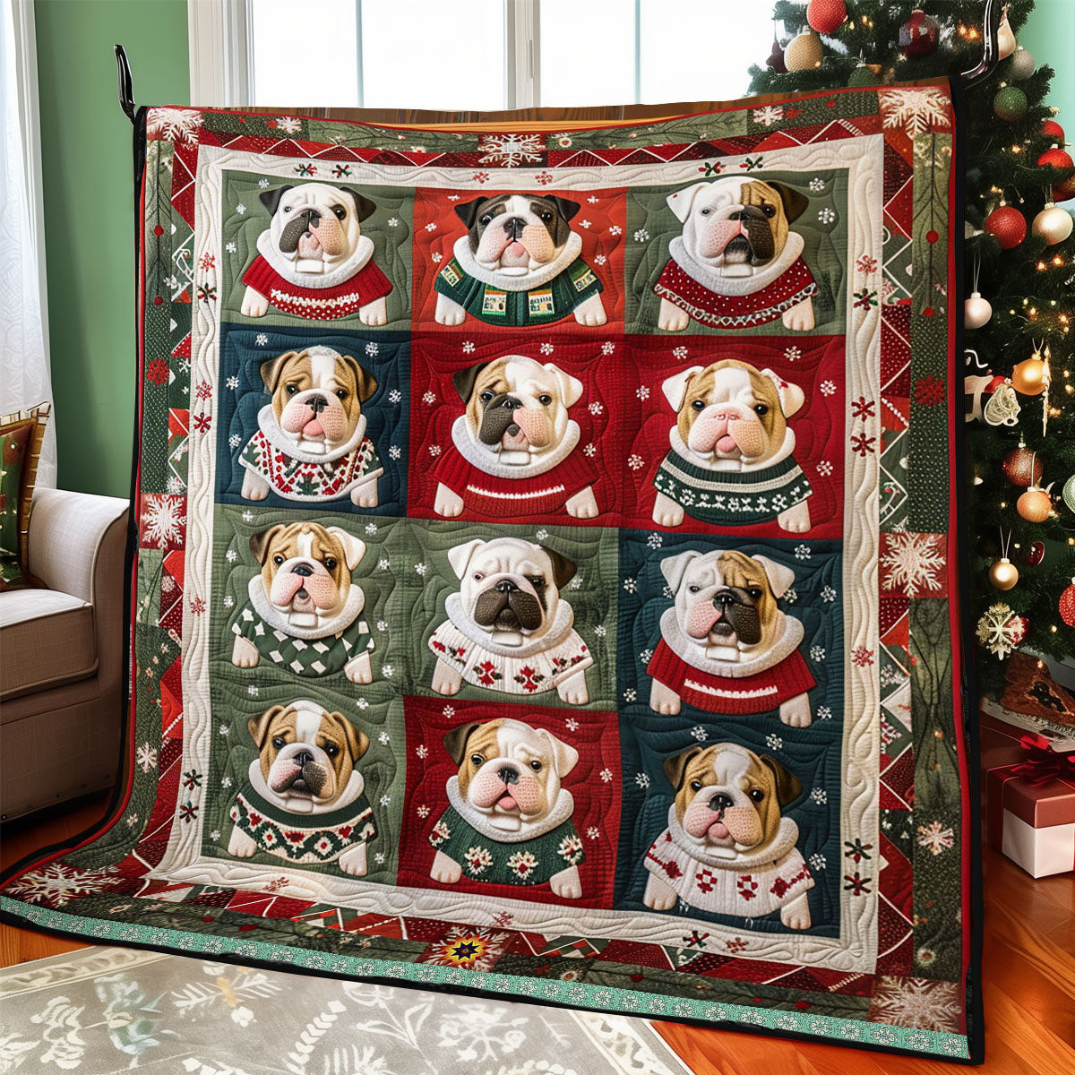 Christmas Baby Bulldog WJ0512006CL Quilt