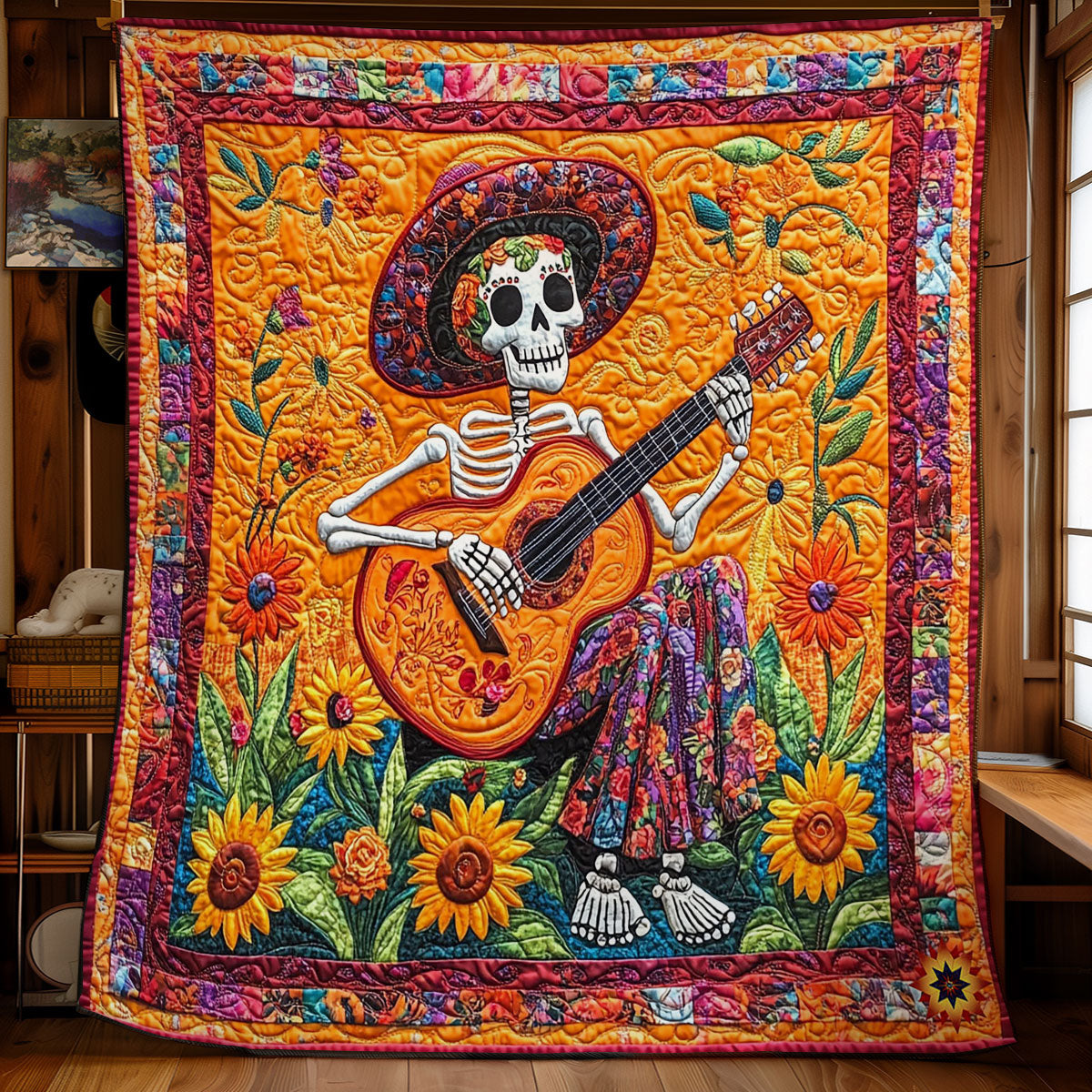 Guitar And Skeleton WY1612016CL Quilt
