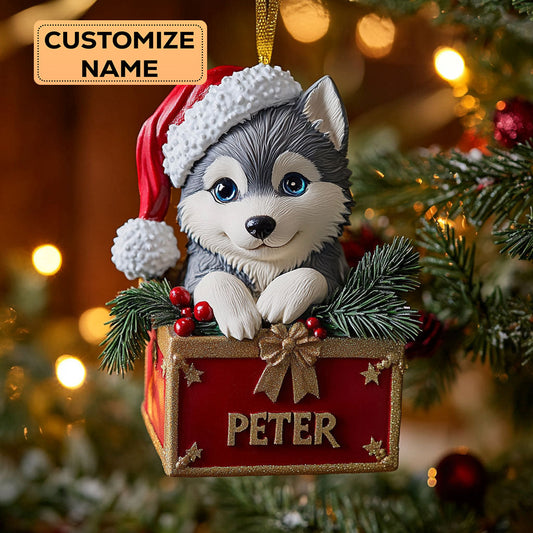 Lovely Husky CW2411037CL Personalized Christmas Ornament