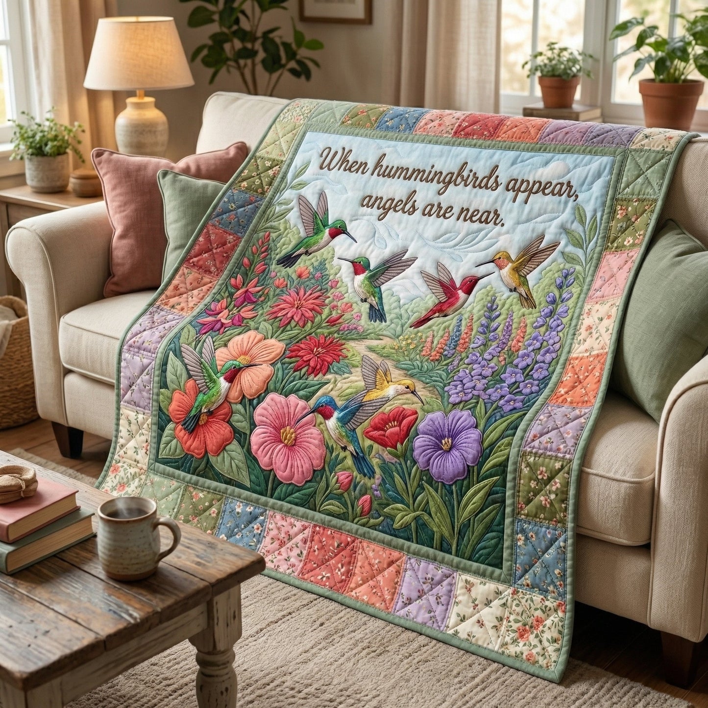 When Hummingbirds Appear Angels Are Near XR0604025CL Quilt