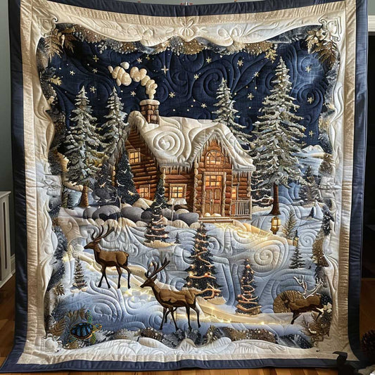 Christmas Night Wood House WP3010018CL Quilt