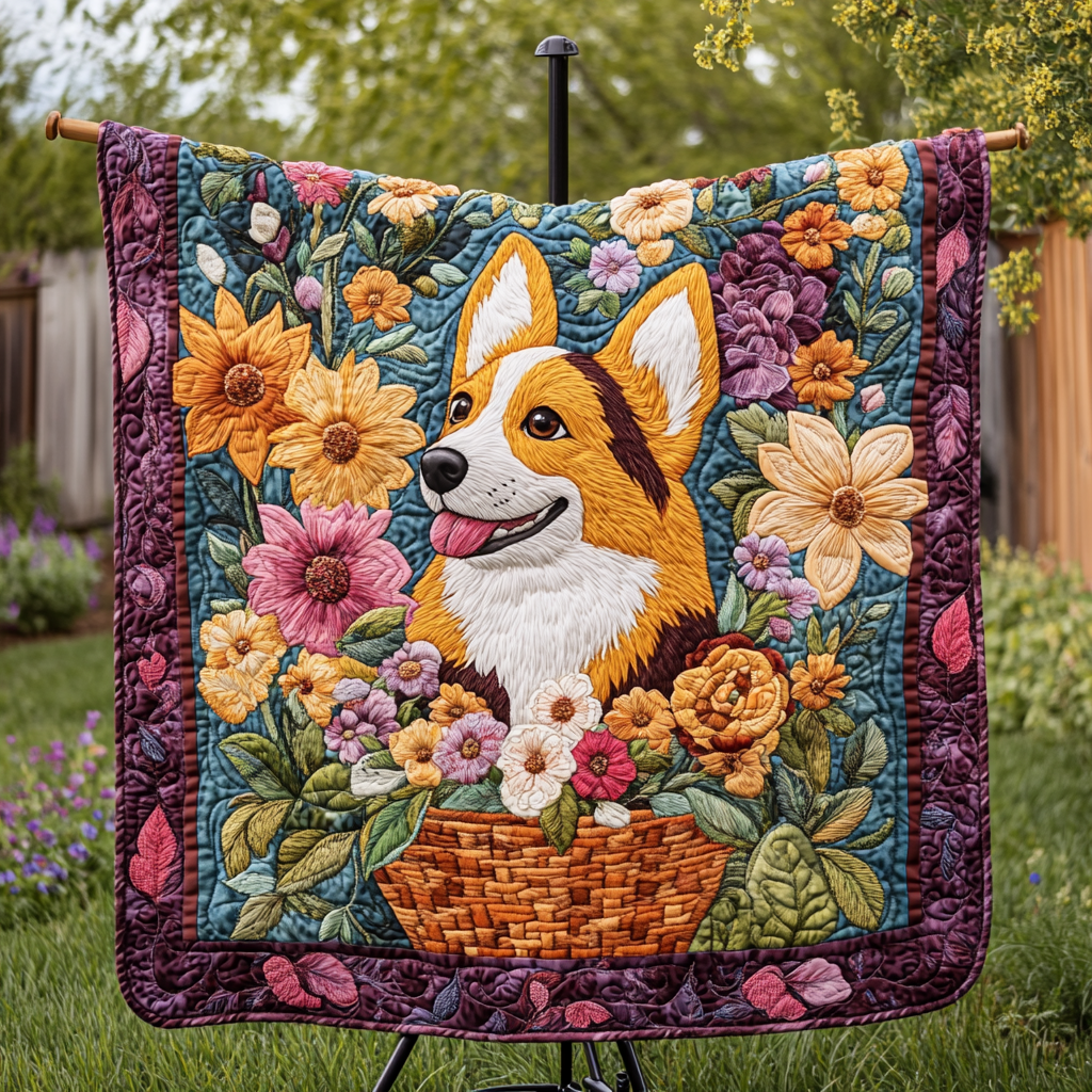Corgi Floral Joy WN2309028CL Quilt