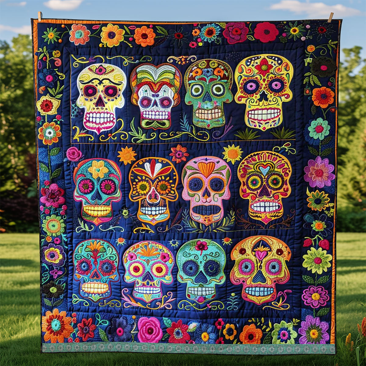 Sugar Skulls WJ1109023CL Quilt