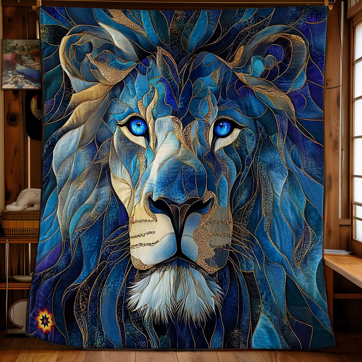 Navy Lion Abstract WY2711041CL Quilt