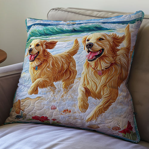 Playing Dog In Beach WY1012010CL Quilt Pillow Case