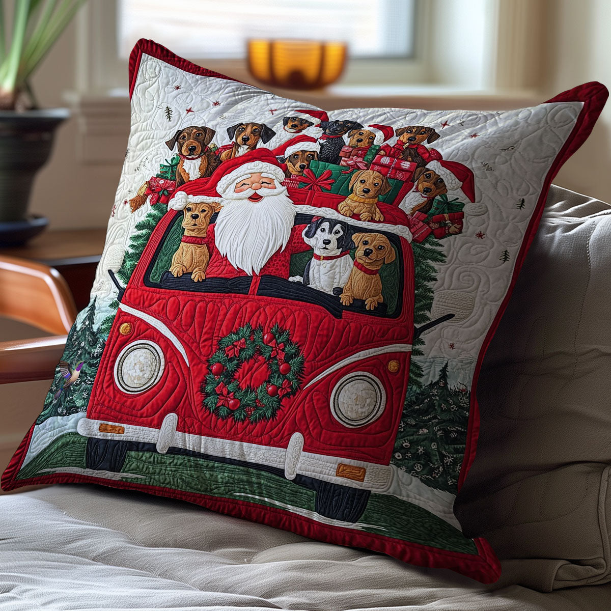 Christmas Van WY0412107CL Quilt Pillow Case