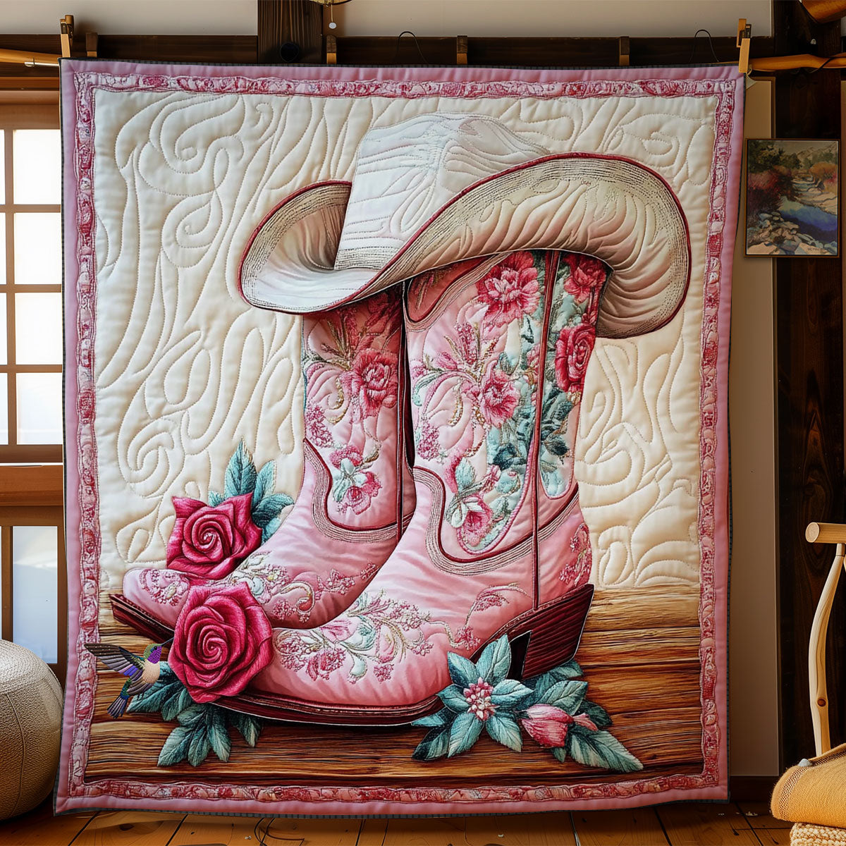 Pink Cowboy Boots WY0612018CL Quilt