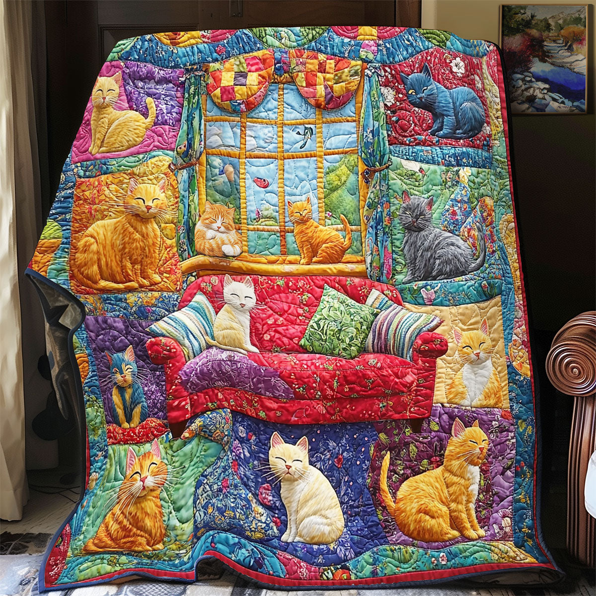 Cozy Family Cat WY1811049CL Quilt