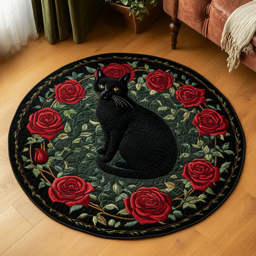 Black Cat Wicca WP1403026CL Quilted Round Mat