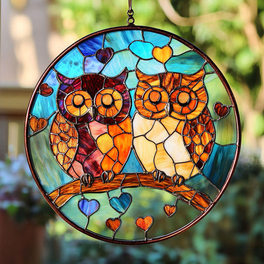 Couple Owl WY2202123CL Suncatcher