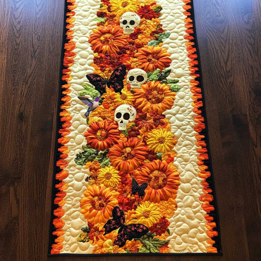 Day Of The Dead Blossoms WN0111025CL Quilted Table Runner