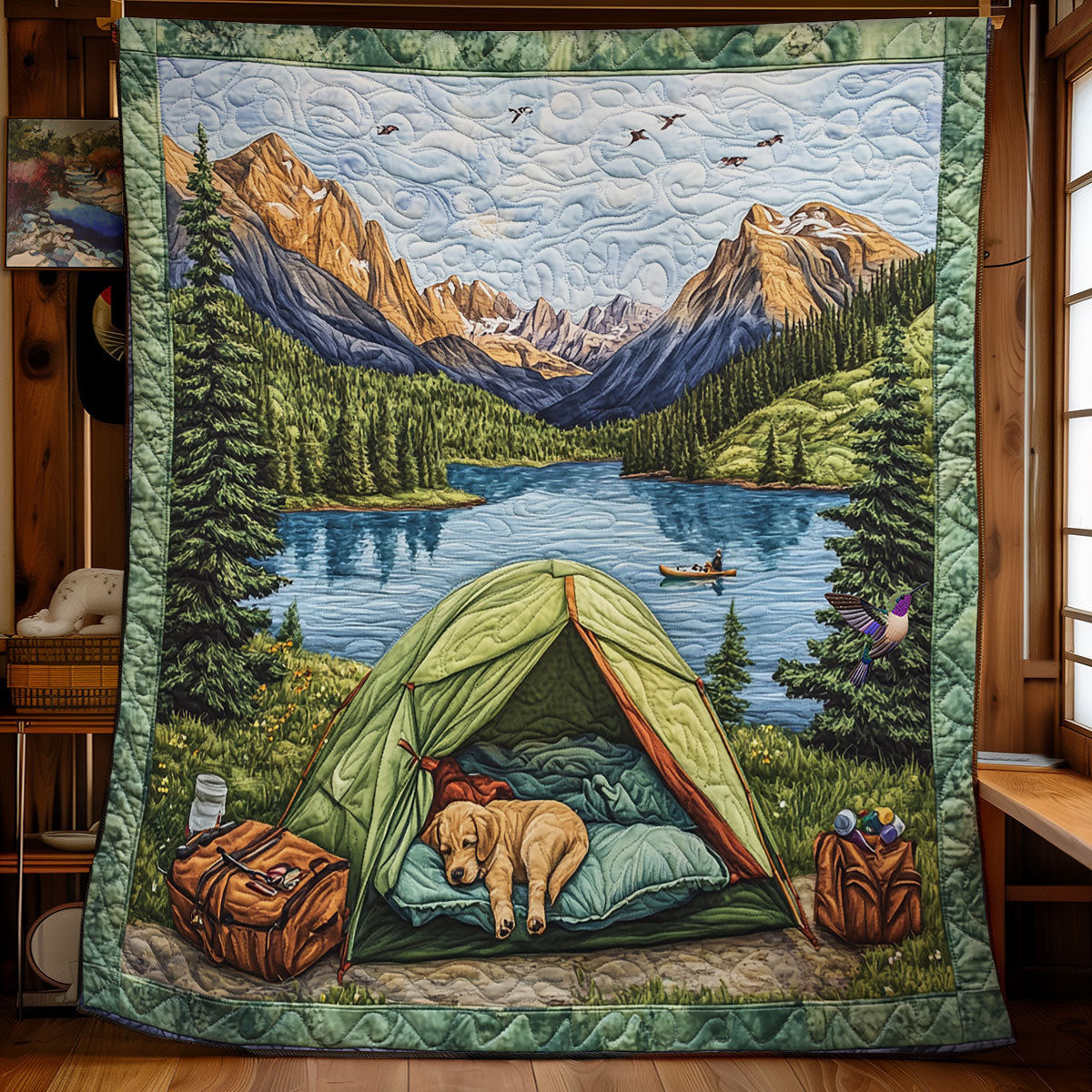 Dog Camping WY1811039CL Quilt
