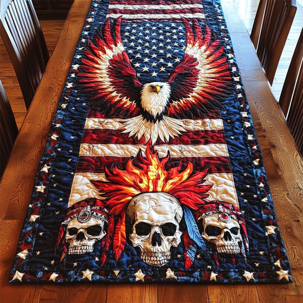 American Eagle And Skull WY2802001CL Quilted Table Runner