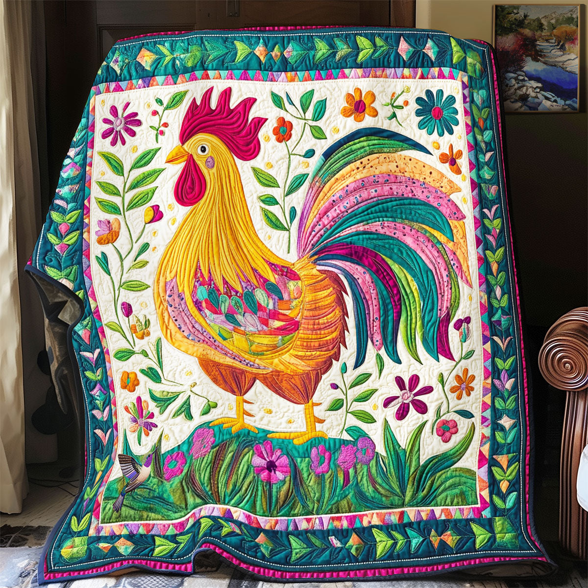 Colorful Chicken WY1211010CL Quilt