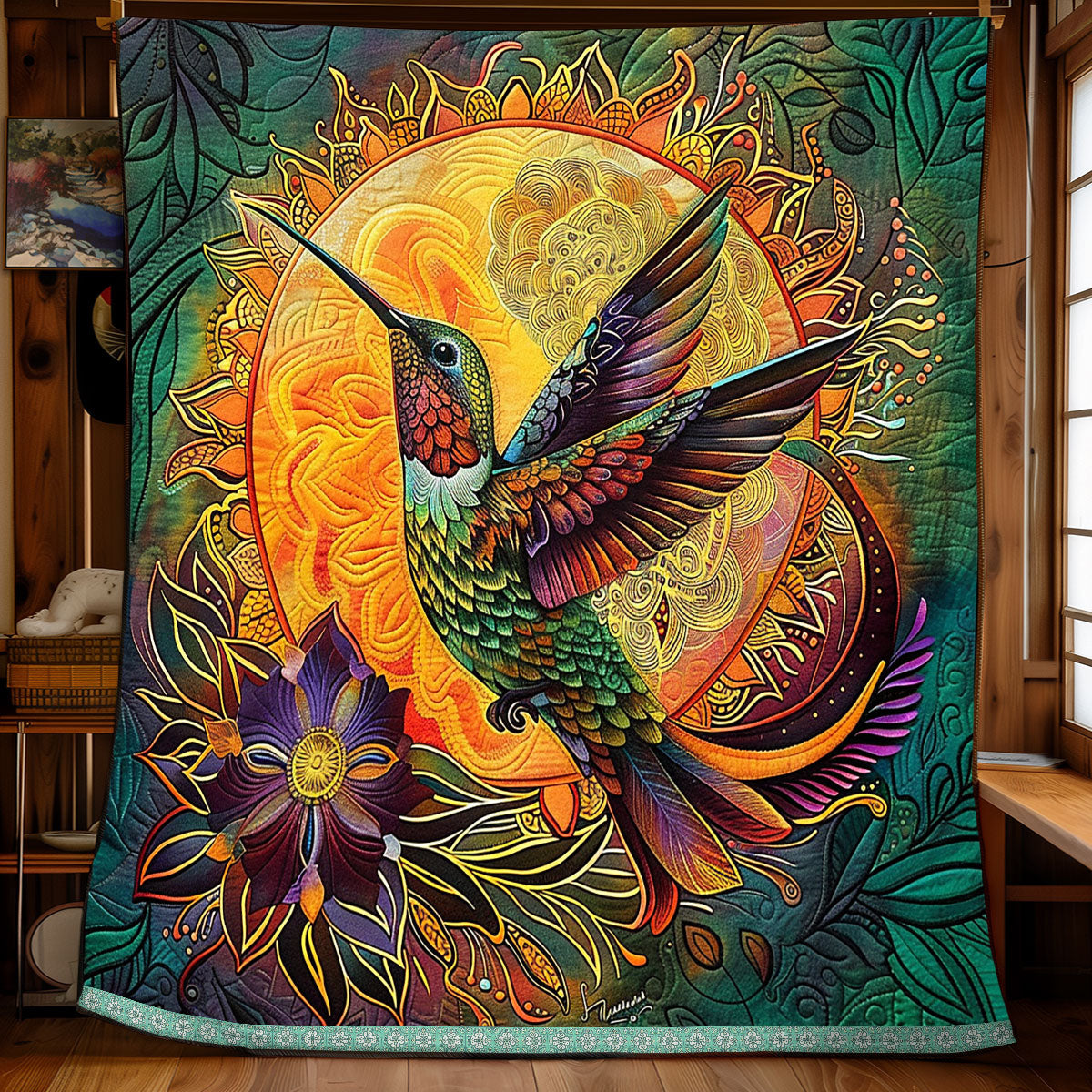 Mandala Sunrise Hummingbird WP0609033CL Quilt