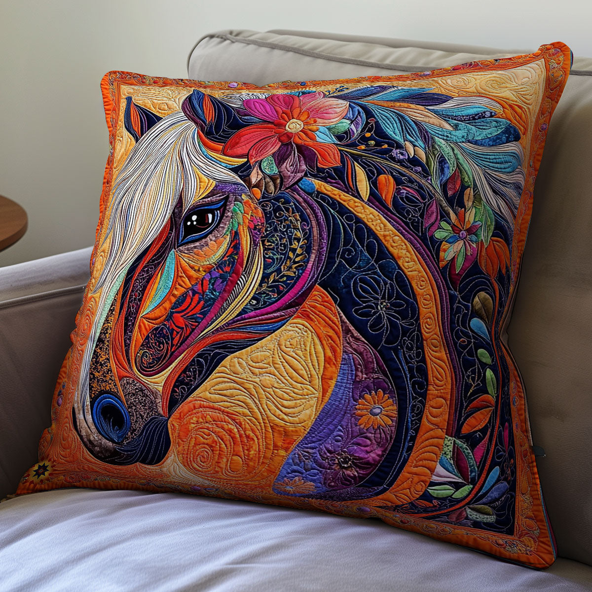 Pathwork Flower Horse WY1612071CL Quilt Pillow Case