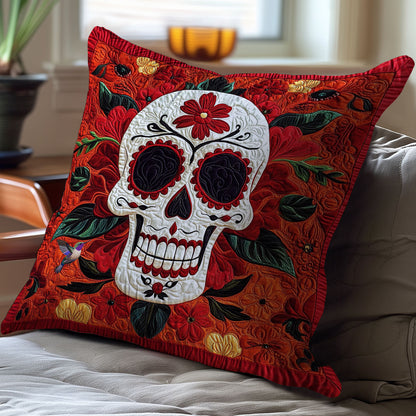 Orange Flower Skull WY2911077CL Quilt Pillow Case