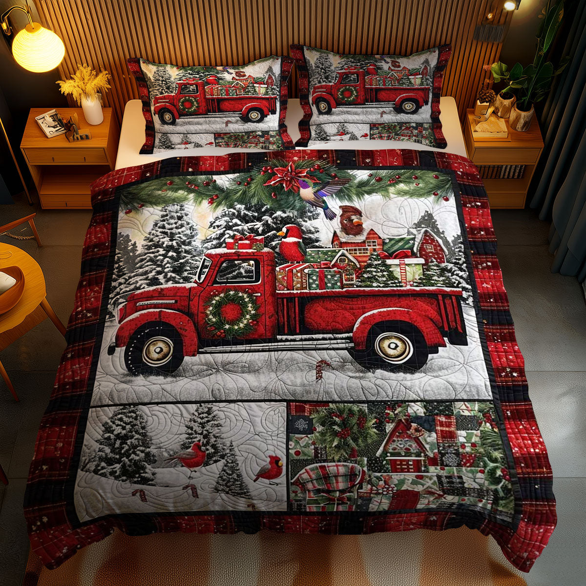 Red Truck And Snowflakes WN1510062CL Duvet Cover Set