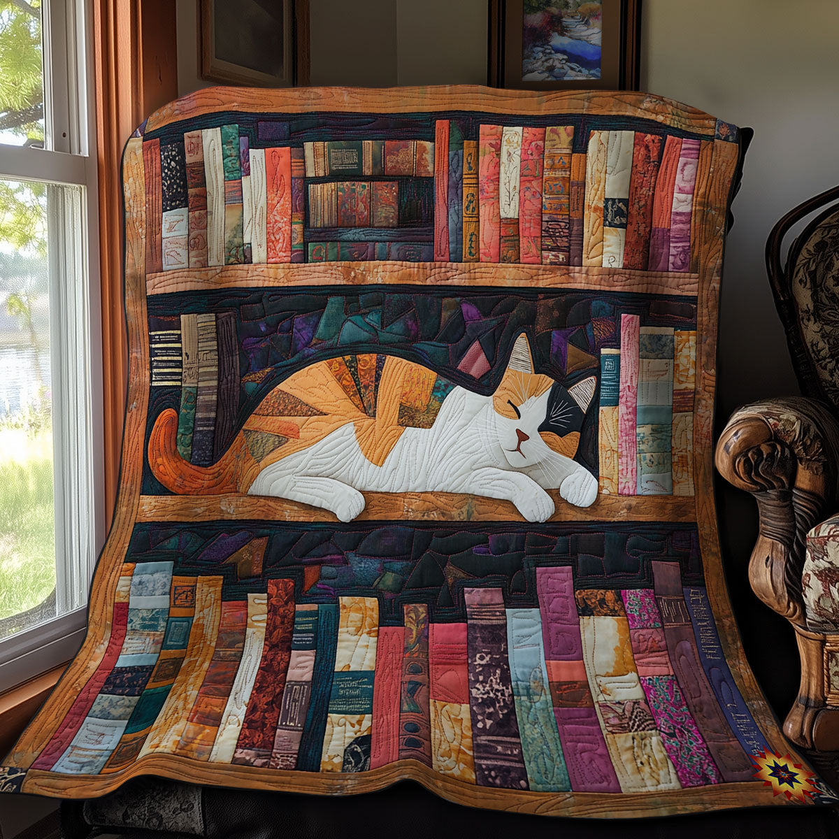 Bookshelves Sleep Cat WY1911059L Quilt