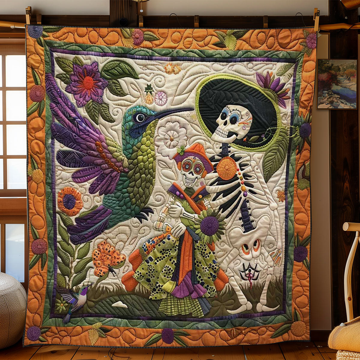 Hummingbird Skeleton Dance WN2110034CL Quilt