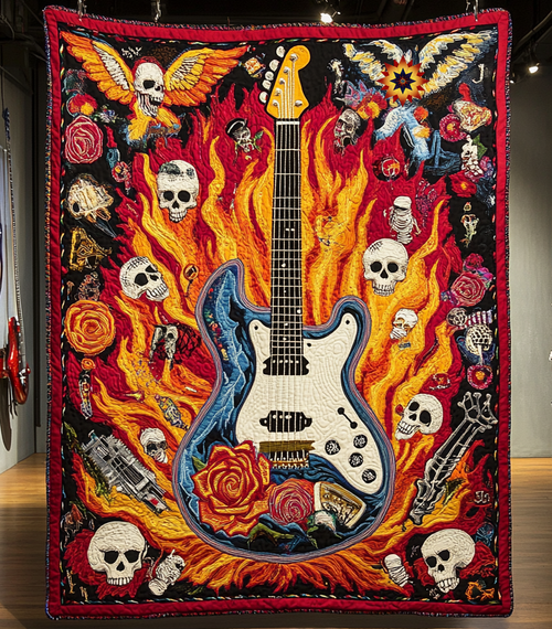 Guitar On Fire WU0712008CL Quilt