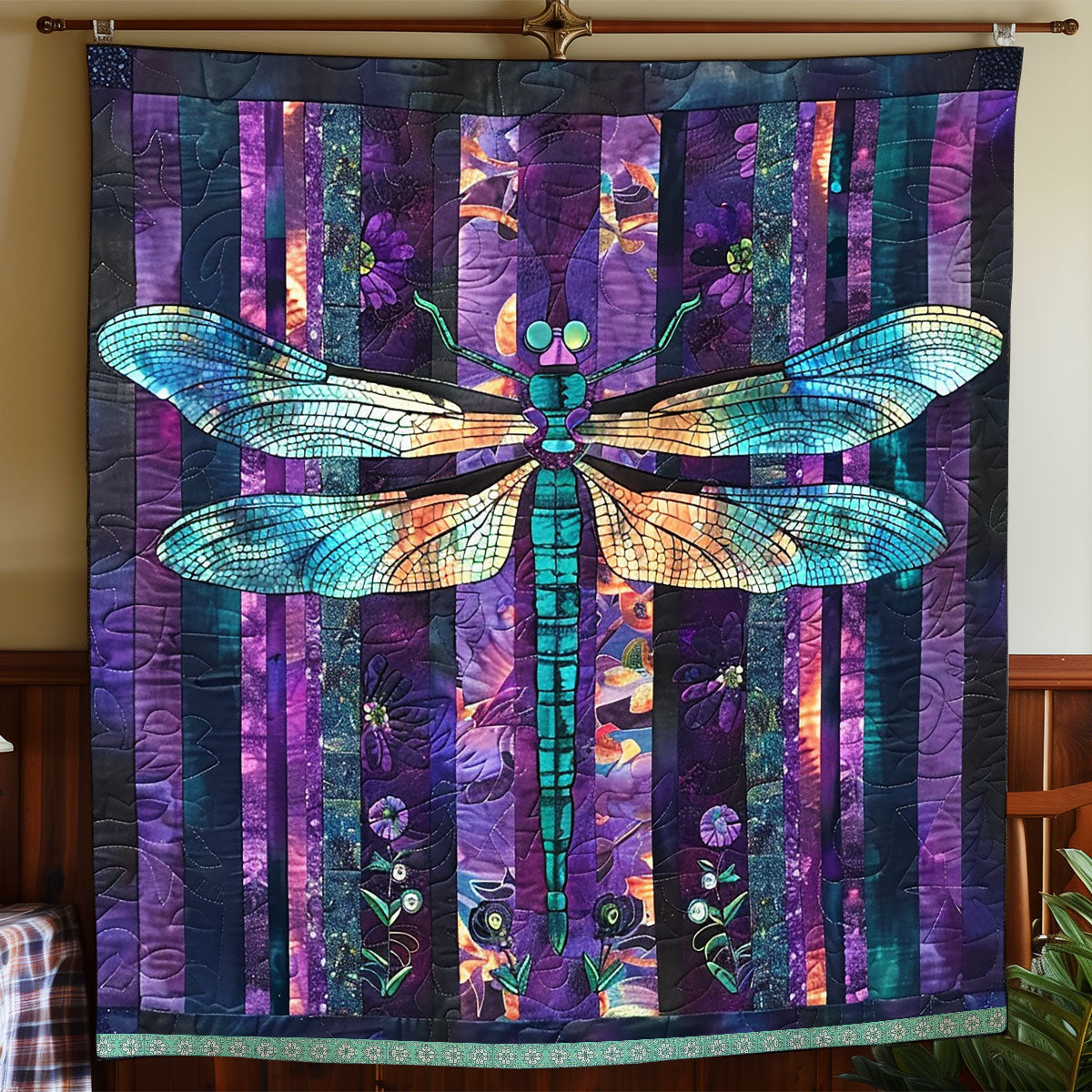 Dragonfly Purple Patchwork WP0609016CL Quilt