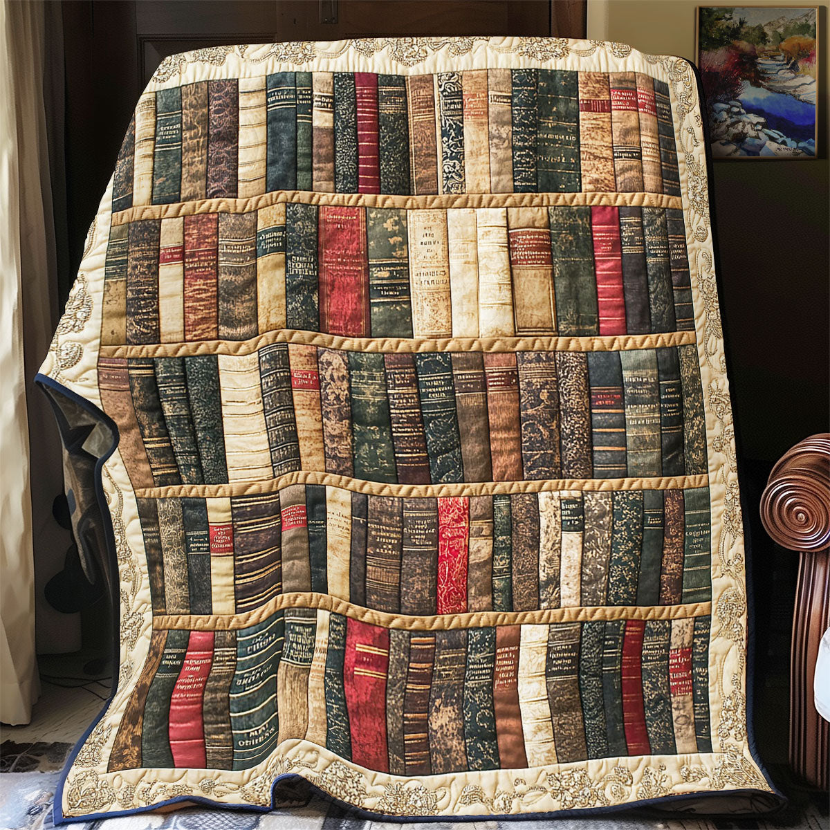 Bookshelf In Library WY0901009CL Quilt