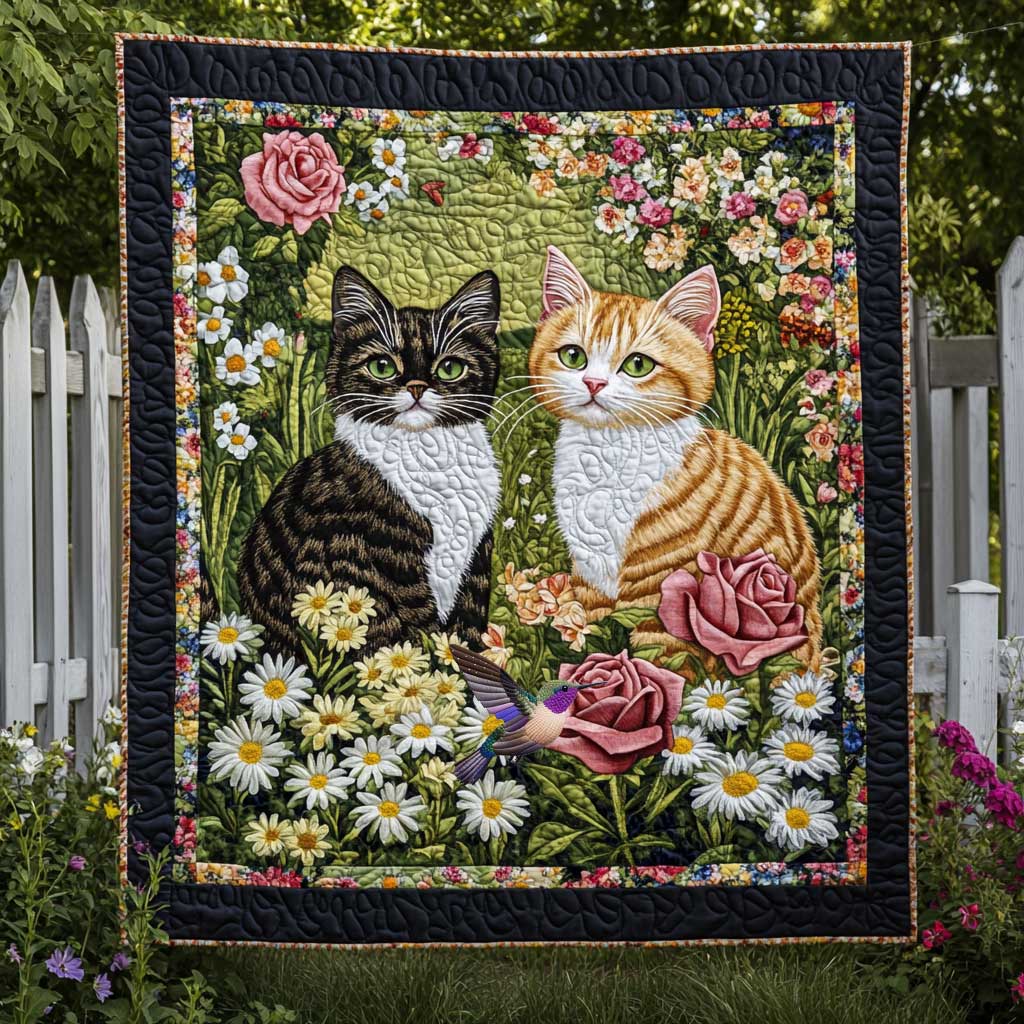 Cat Couple Floral WP0411004CL Quilt