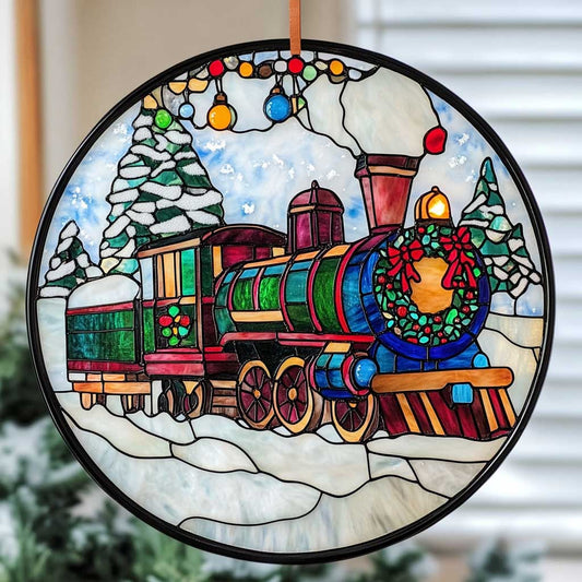 Christmas Train WJ2609036CL Stained Glass Suncatcher