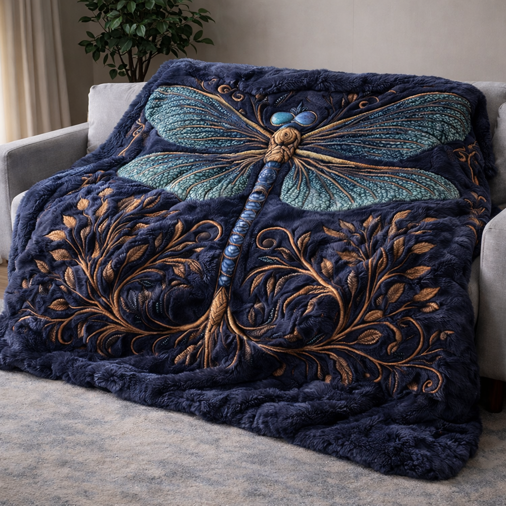 Mystic Dragonfly QA2701006CL Faux Fur Throw Blanket