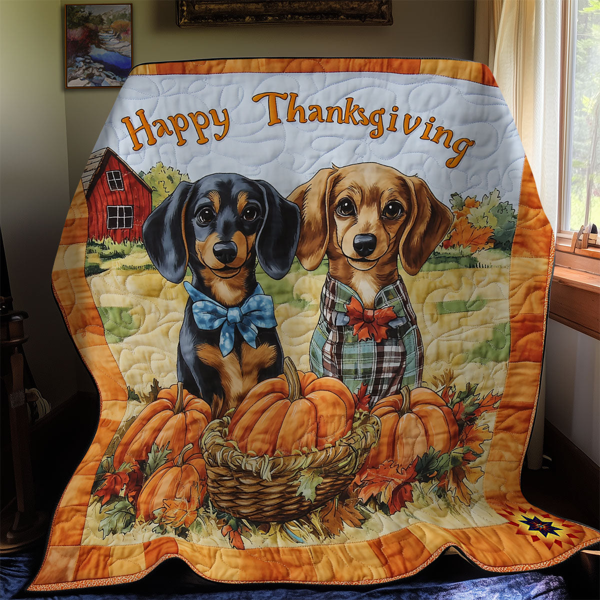 Pumpkin Dachshund WY1911100CL Quilt